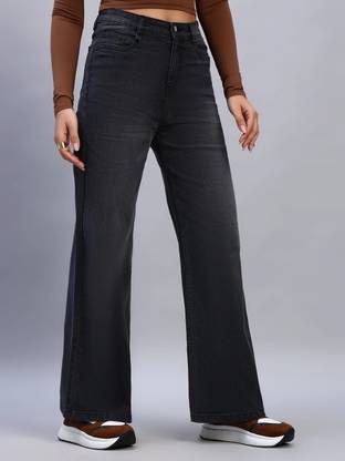 Women Flared High Rise Black Jeans